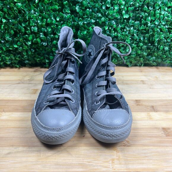 Converse Chuck Taylor Gray Pin Stripe Hi Tops Shoes Mens Sz 6 Womens Sz 8 - Picture 2 of 8
